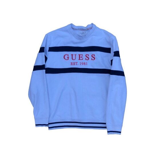 STRIPED Guess Shirt Sweater XL White/Navy - Picture 2 of 6